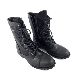Gia Mia GS3W Sequin Kombat Combat Boot Black Size 10w